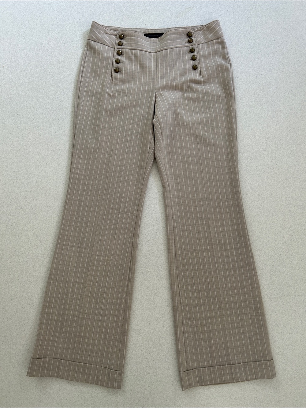 Express Beige Pinstripe Trousers